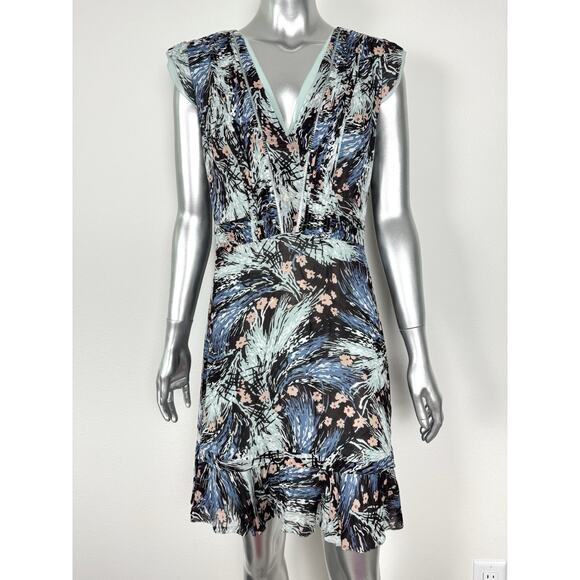 Reiss Dress Bertie Day Grass Green Printed Flippy Hem Mini 6 - Picture 1 of 15